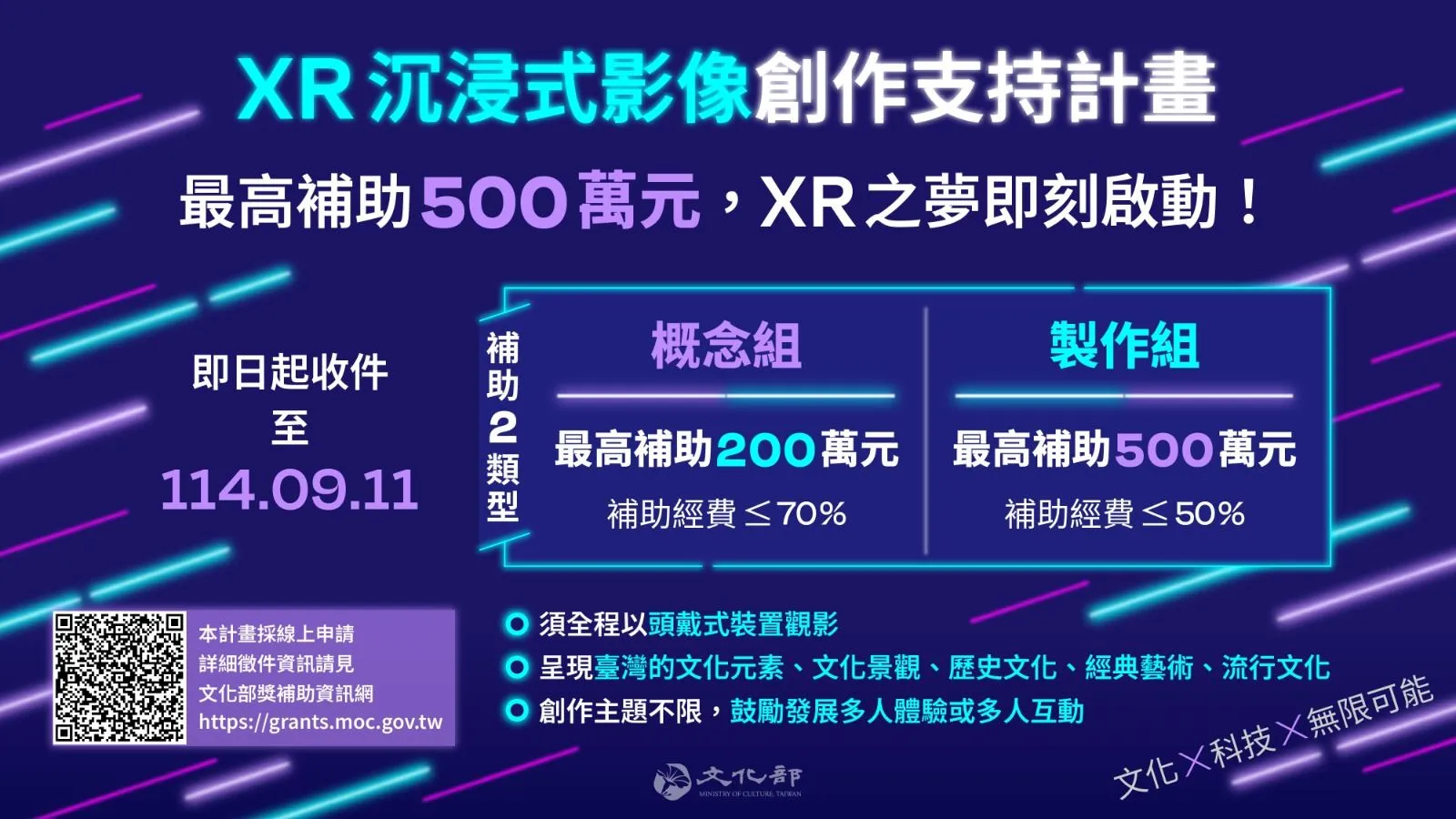「XR沉浸式影像創作支持計畫」徵件啟動 即日起受理線上申請