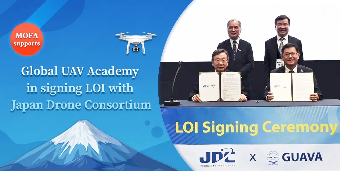 MOFA supports Global UAV Academy in signing LOI with Japan Drone Consortium