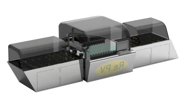 The team is aiming to fully automate its PV panel recycling system and make it small enough to fit inside a 40-foot container, to increase its export potential. (courtesy of Liu Cheng-chen)